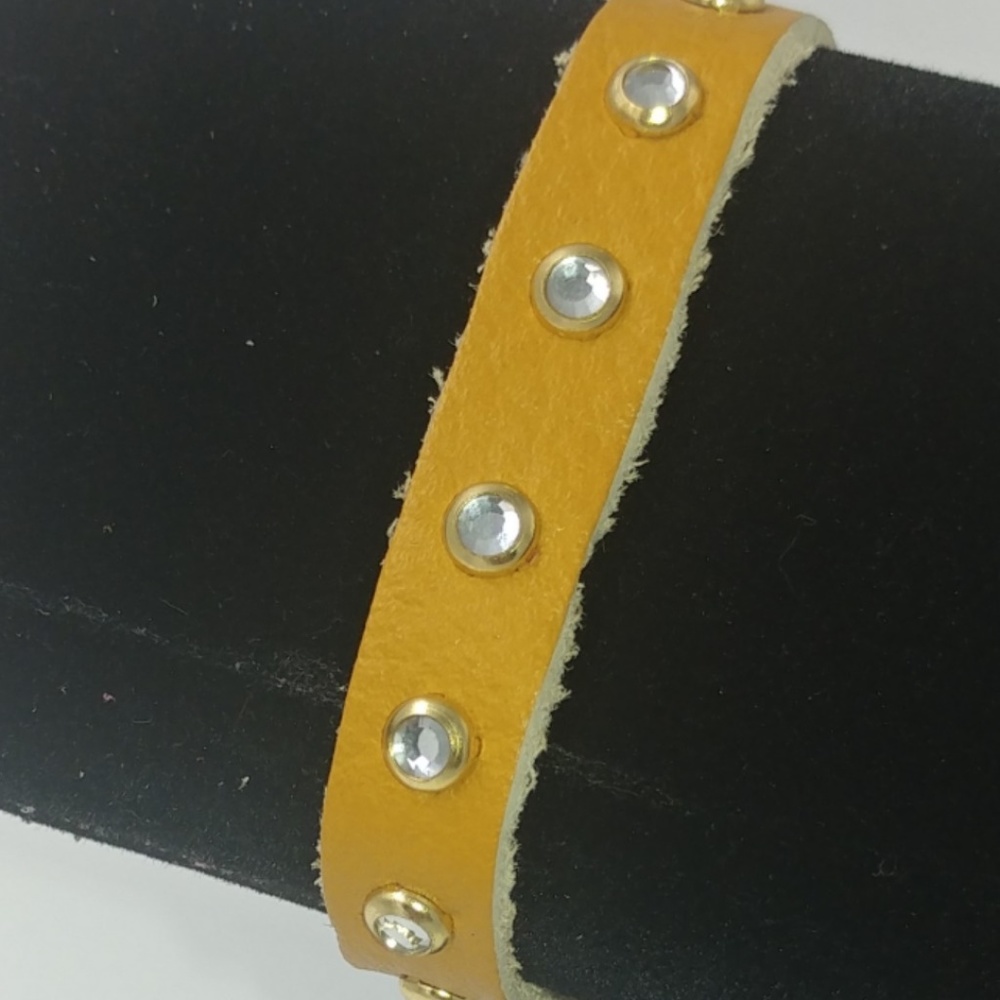LAST ONE Yellow Leather and Gem Bracelet
